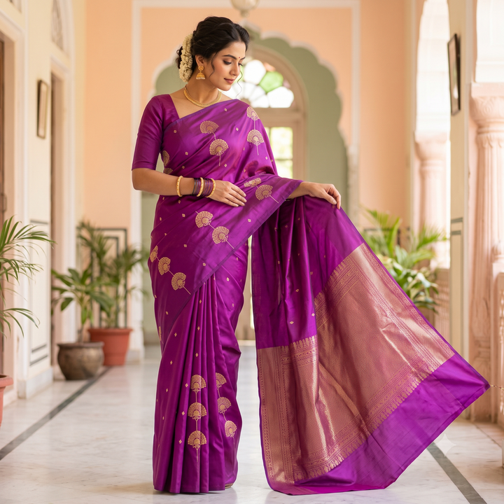 KUBERAN PINK PURE BANARASI SAREE