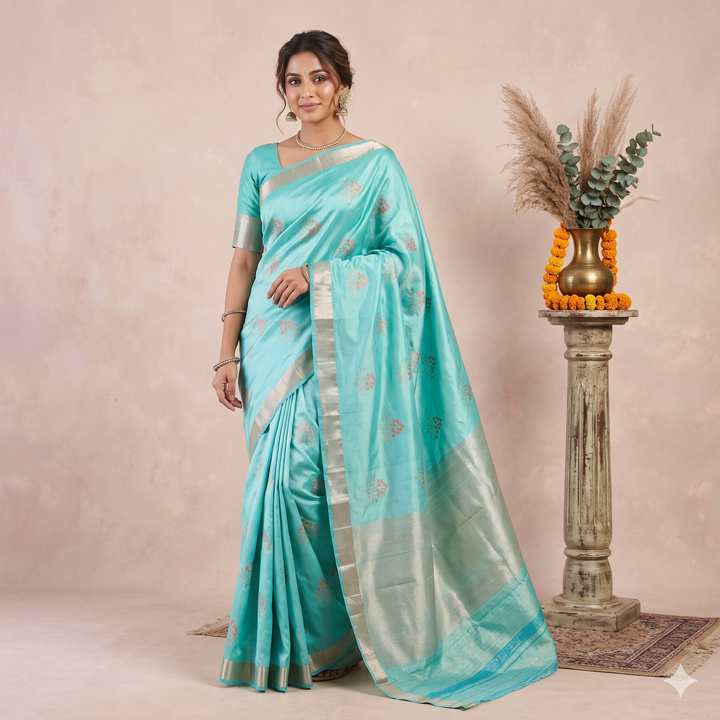 Kuberan Pastel green Pure Banarasi Silk Saree