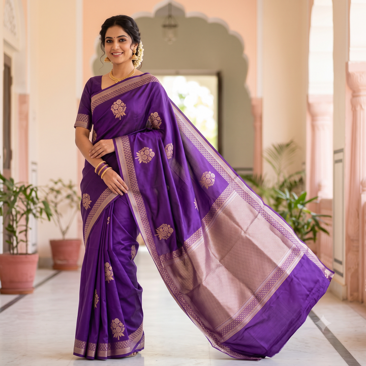 KUBERAN PURPLE PURE BANARASI SAREE