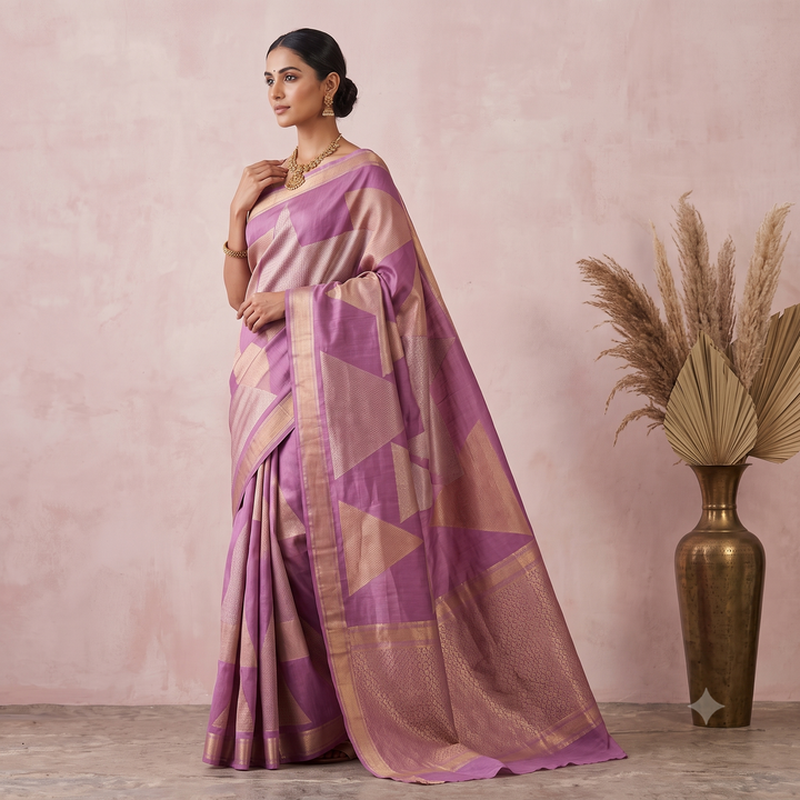 KUBERAN LAVENDER MASHRU CHIFFON SAREE