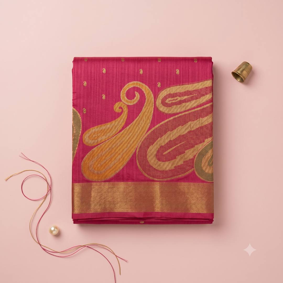 KUBERAN PEACH RAW SILK SAREE