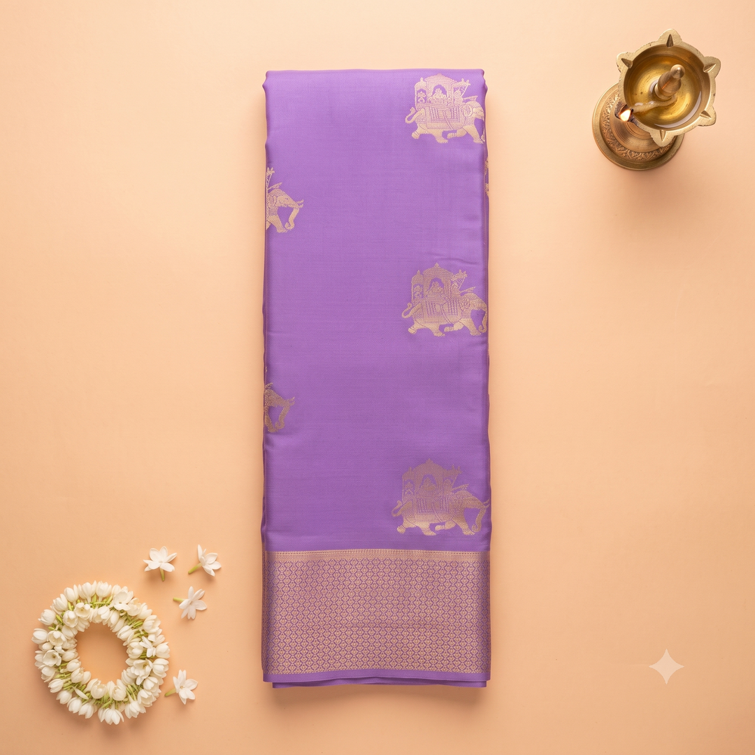 KUBERAN LAVENDER MYSORE SILK CREPE SAREE