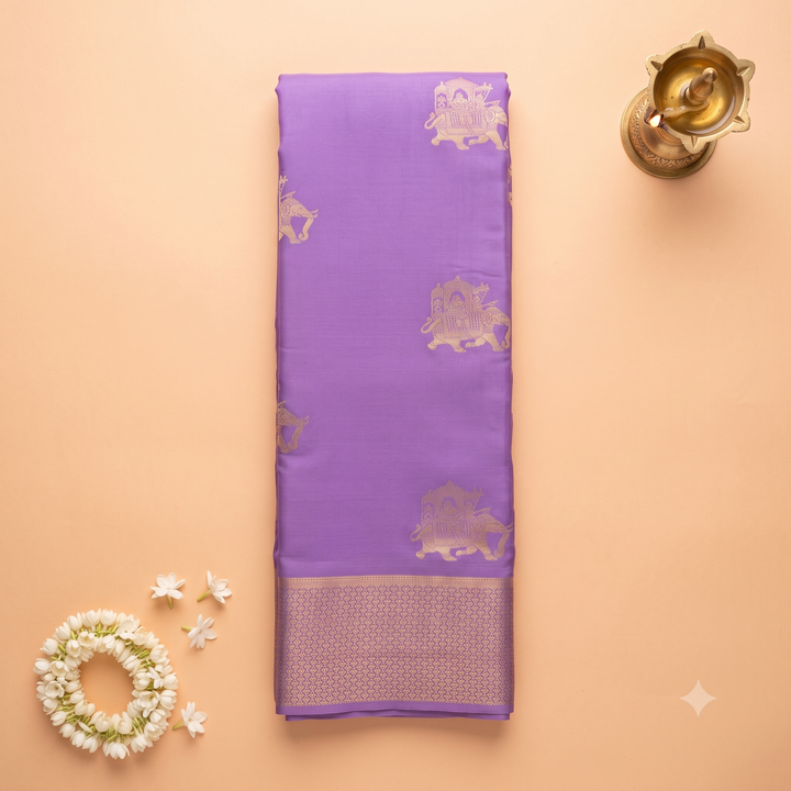 KUBERAN LAVENDER MYSORE SILK CREPE SAREE