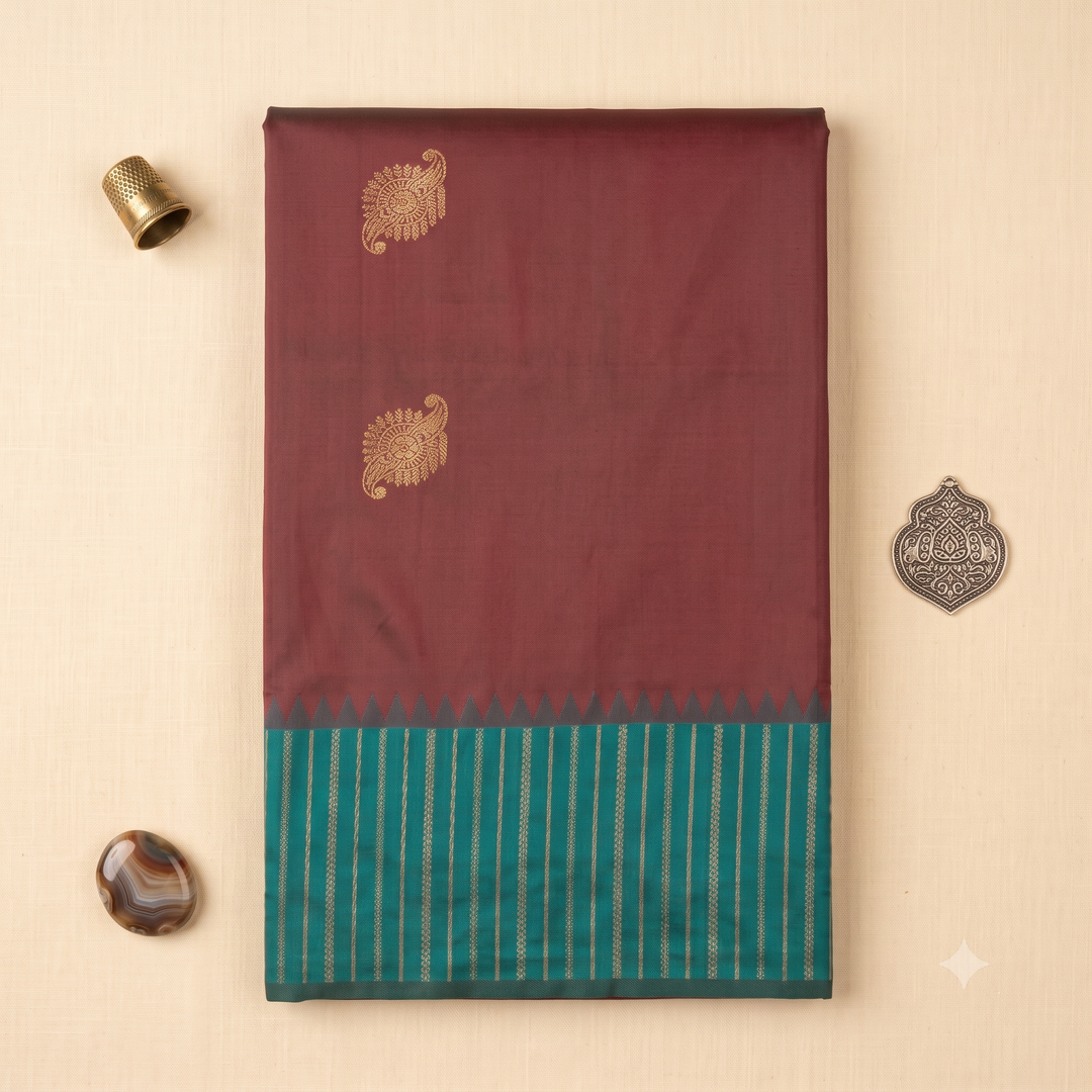 KUBERAN RUST MAROON SEMI SOFT SILK SAREE
