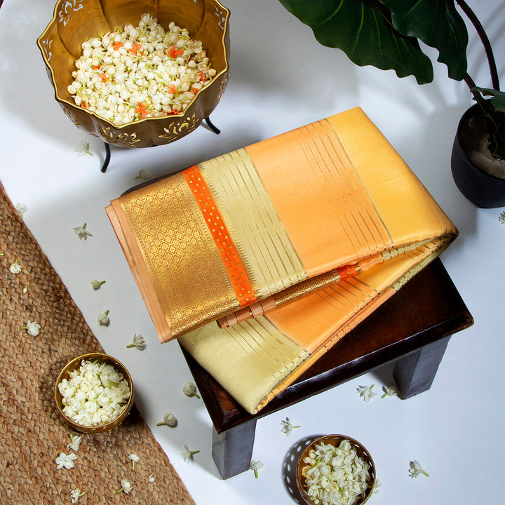 Kuberan Deep Orchid Yellow Mysore Silk Saree