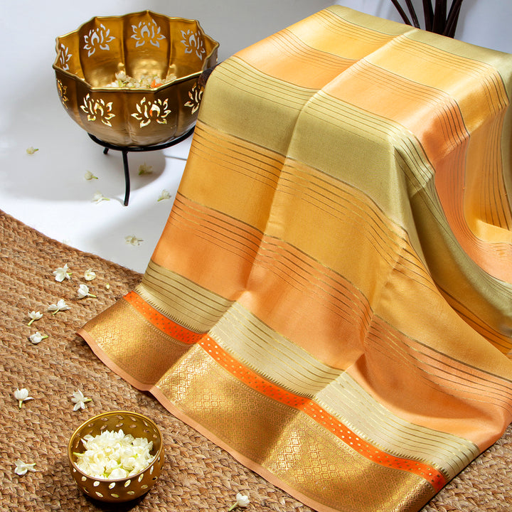 Kuberan Deep Orchid Yellow Mysore Silk Saree