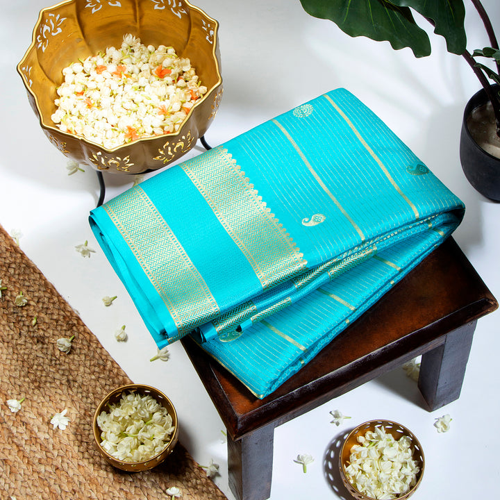 Kuberan Aqua Blue Mysore Silk Saree