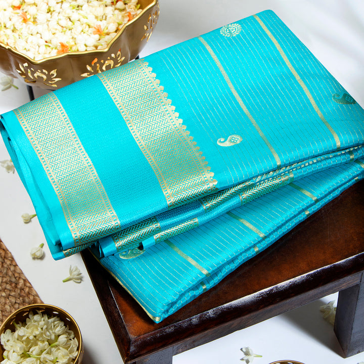 Kuberan Aqua Blue Mysore Silk Saree