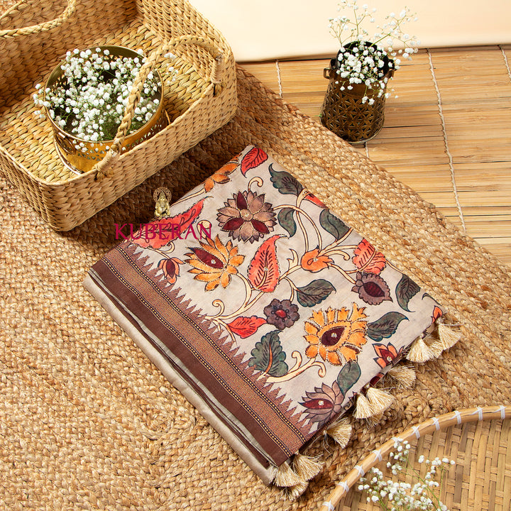 Kuberan Pearl Bush Kalamkari Saree