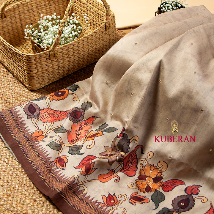 Kuberan Pearl Bush Kalamkari Saree