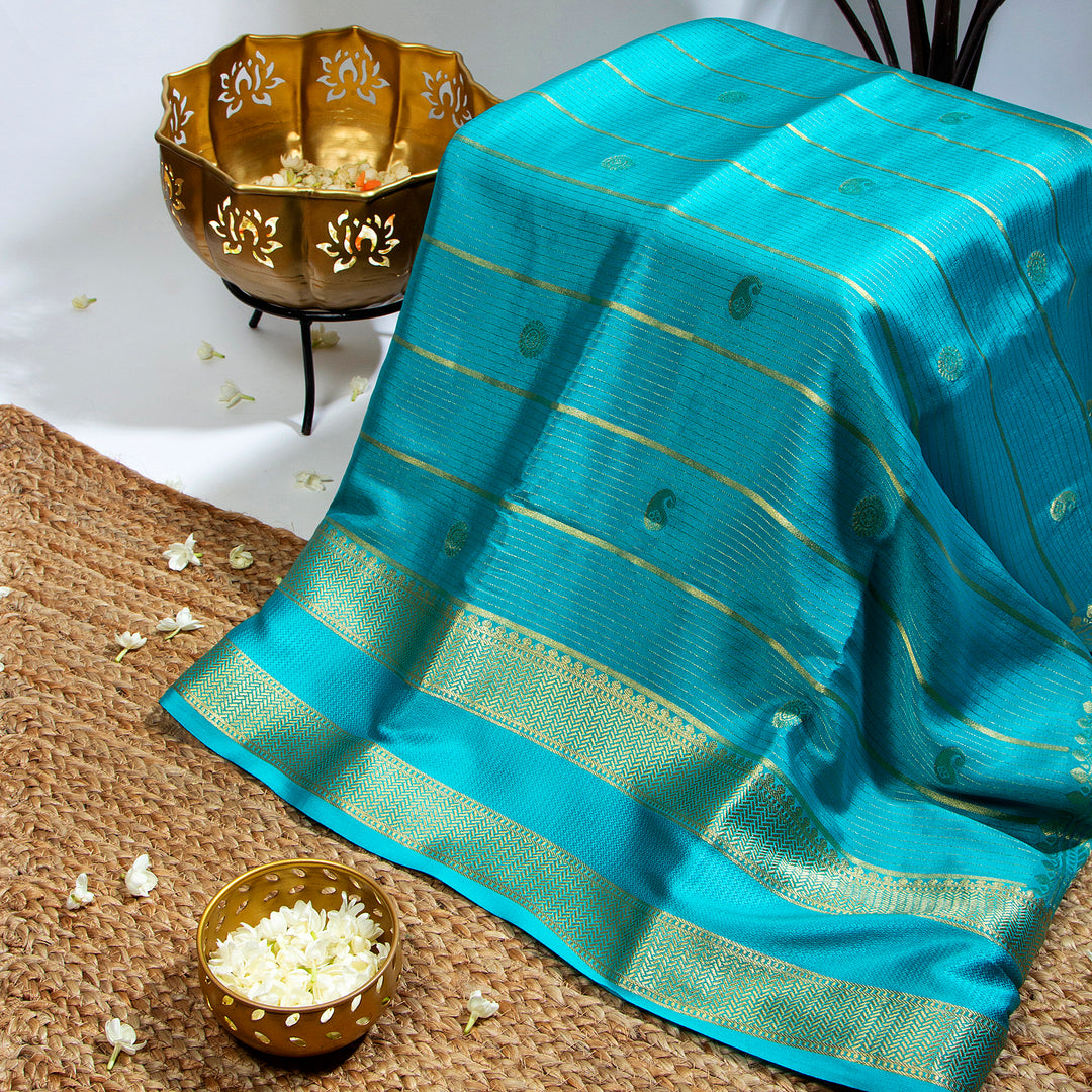Kuberan Aqua Blue Mysore Silk Saree