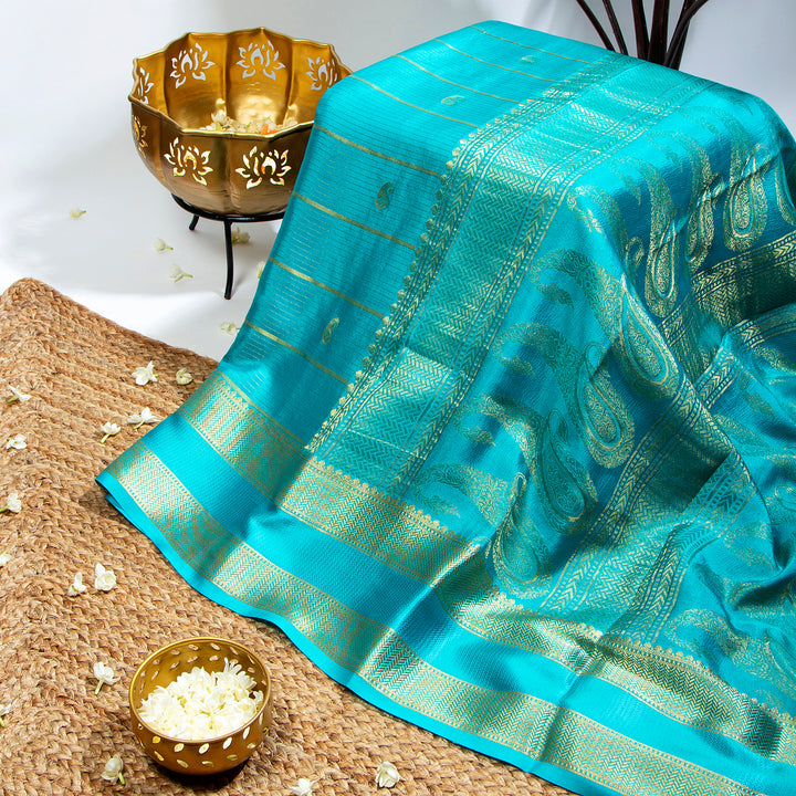 Kuberan Aqua Blue Mysore Silk Saree