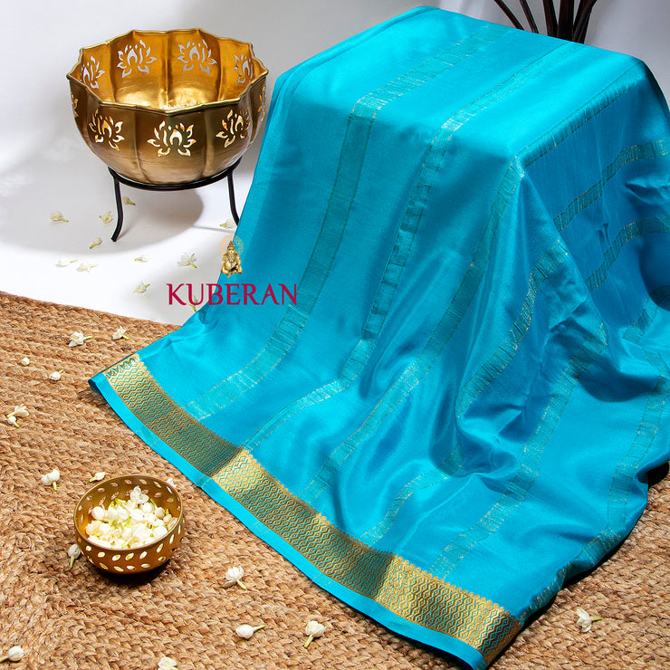 Kuberan Tortoise Blue Mysore Silk Saree