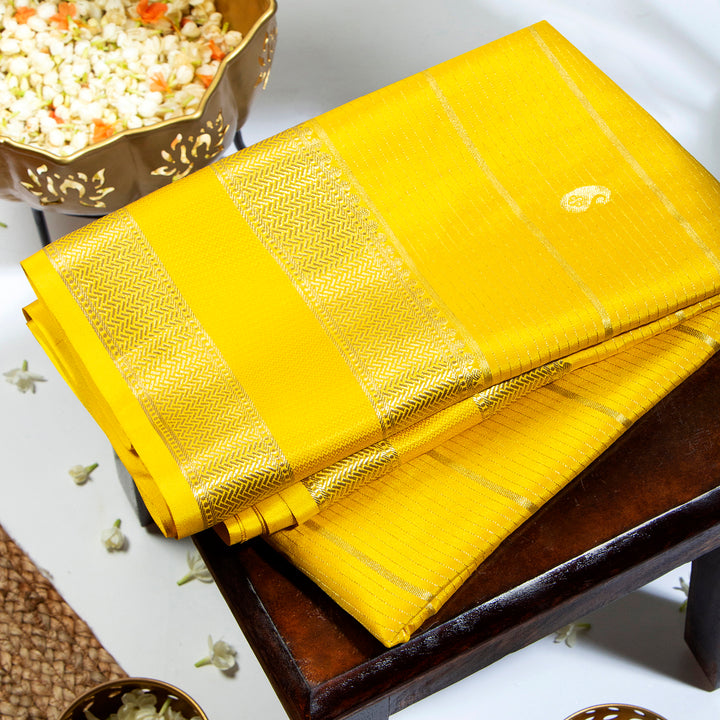 Kuberan Mikado Yellow Mysore Silk Saree