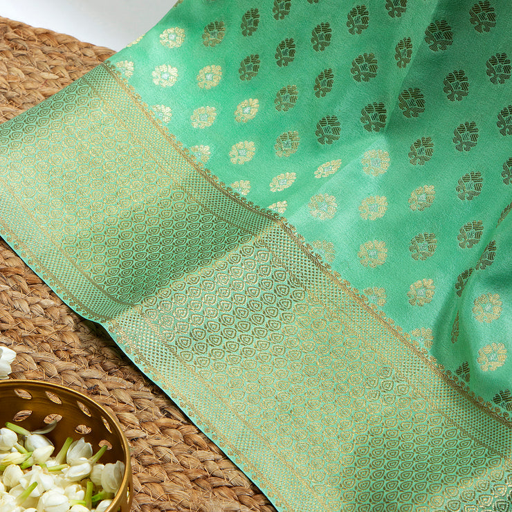 Kuberan Sea Green Mysore Silk Saree