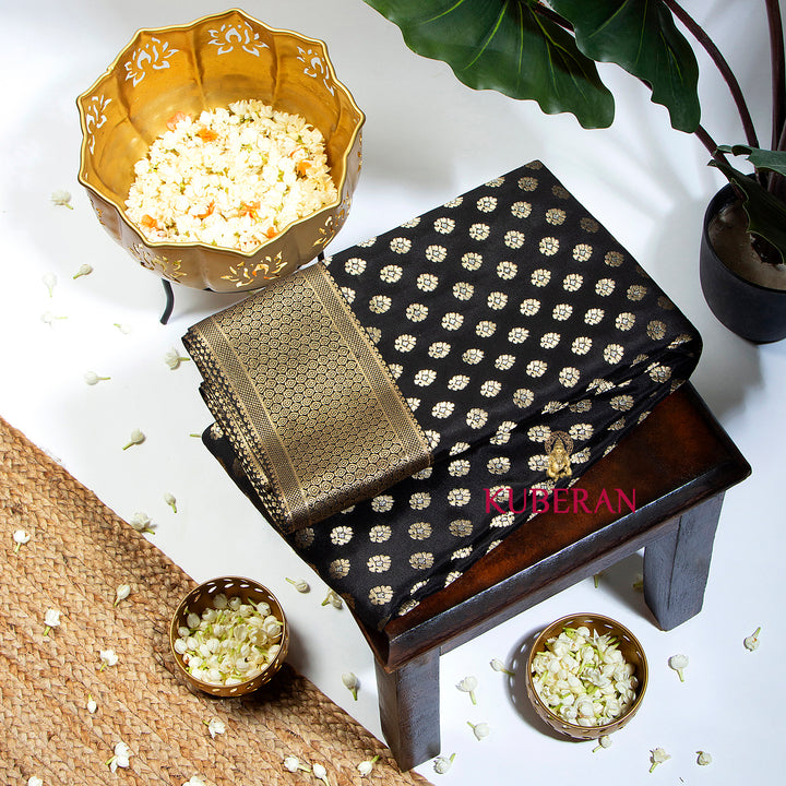 Kuberan Deep Black Mysore Silk Saree