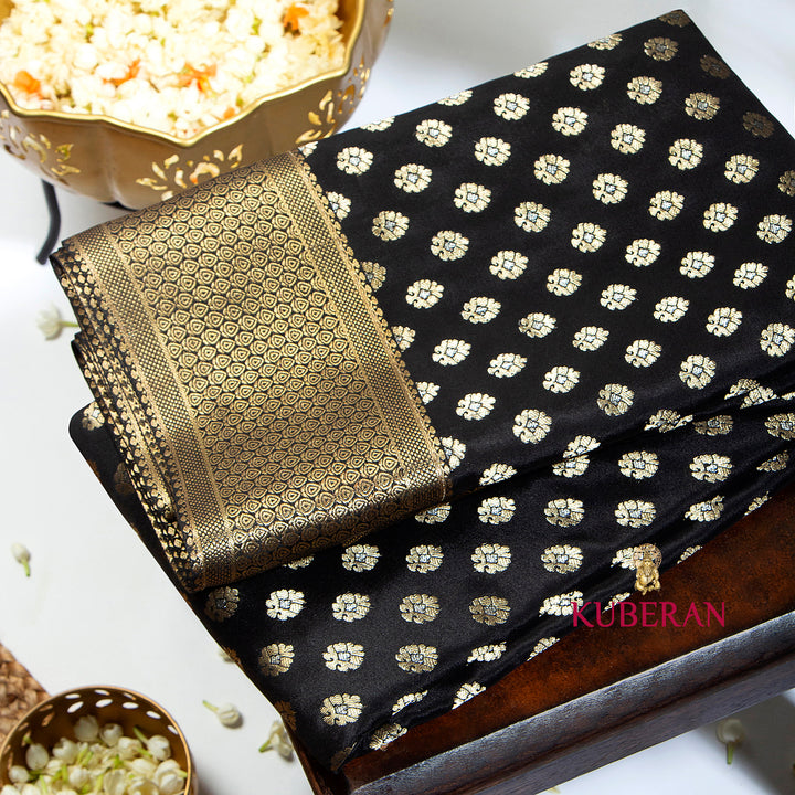 Kuberan Deep Black Mysore Silk Saree