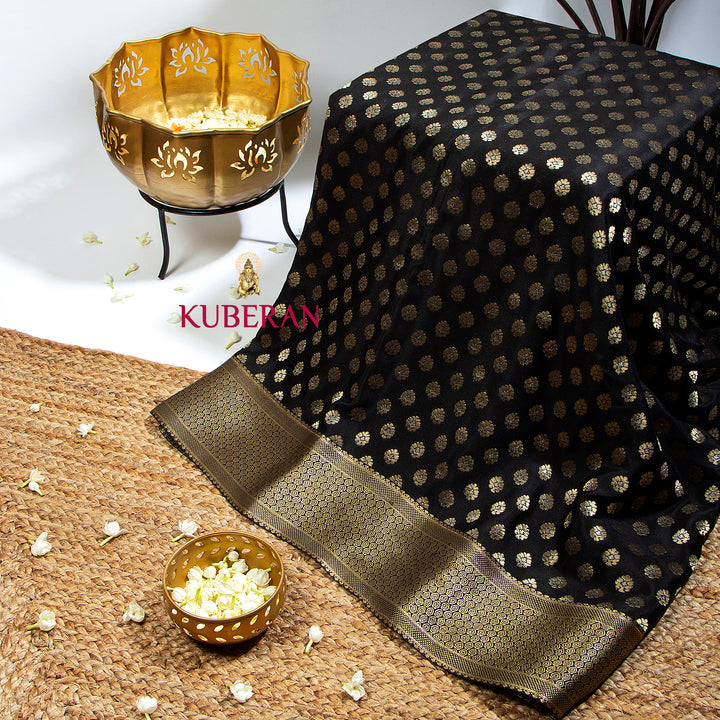 Kuberan Deep Black Mysore Silk Saree
