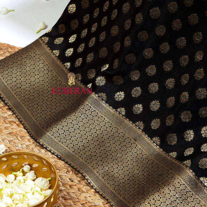 Kuberan Deep Black Mysore Silk Saree