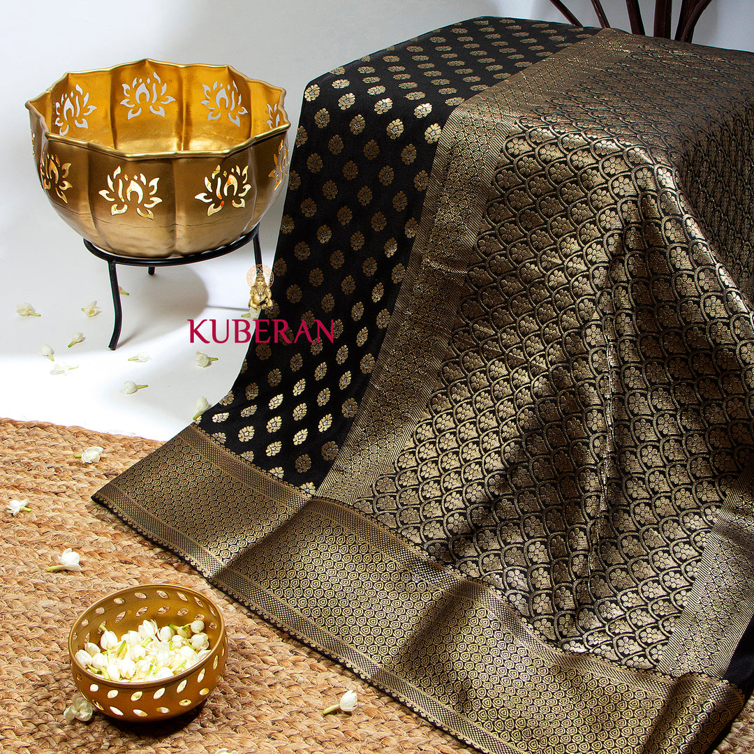 Kuberan Deep Black Mysore Silk Saree