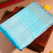 Kuberan SILVER sky blue Kanchivaram Saree