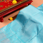 Kuberan SILVER sky blue Kanchivaram Saree