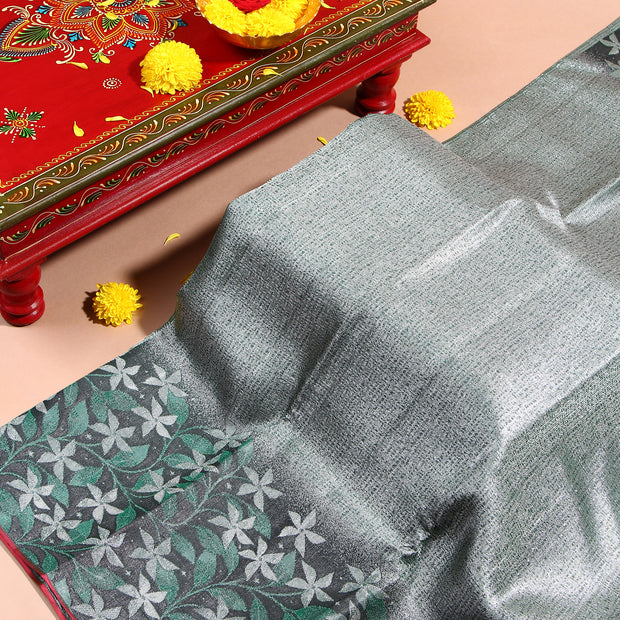 Kuberan SILVER GREEN  Kanchivaram Saree