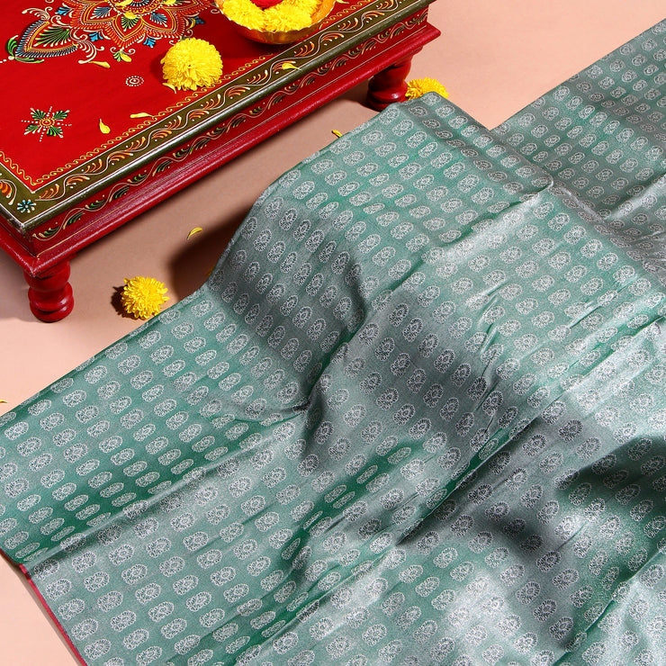 Kuberan SILVER GREEN  Kanchivaram Saree