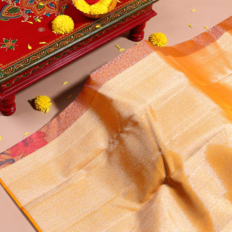 Kuberan orange peach Kanchivaram Saree