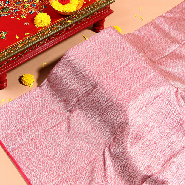 Kuberan peach Kanchivaram Saree