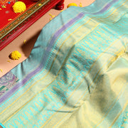 Kuberan Coral Blue Kanchivaram Saree