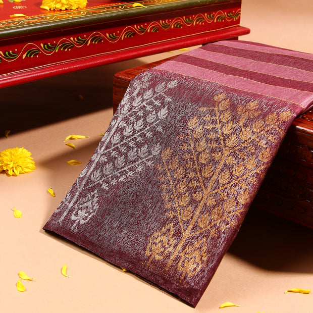 Kuberan plum wine Kanchivaram Saree