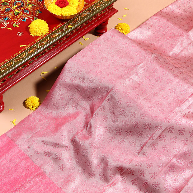 Kuberan silver hibiscus Kanchivaram Saree