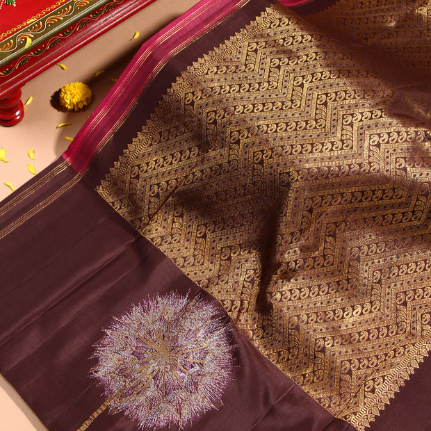 Kuberan Red Wine Kanchivaram Saree