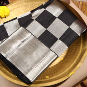 Kuberan silver and black checks Kanchivaram Saree