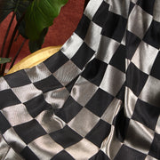 Kuberan silver and black checks Kanchivaram Saree