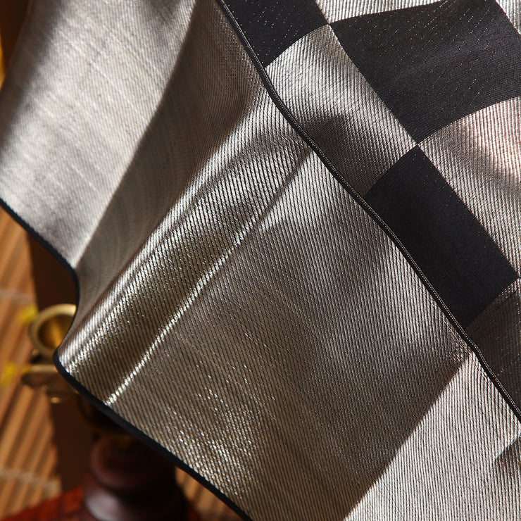 Kuberan silver and black checks Kanchivaram Saree