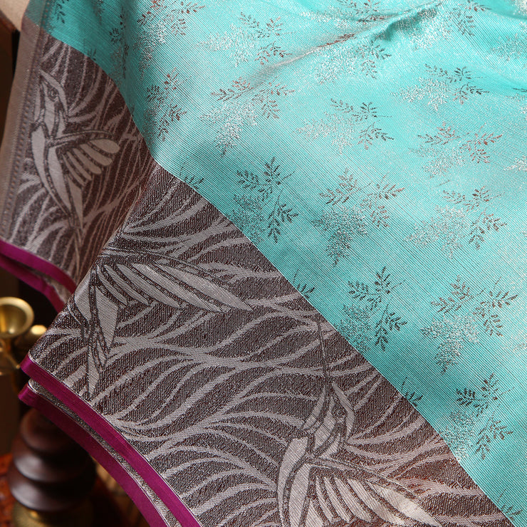 Kuberan light sky blue Kanchivaram Saree