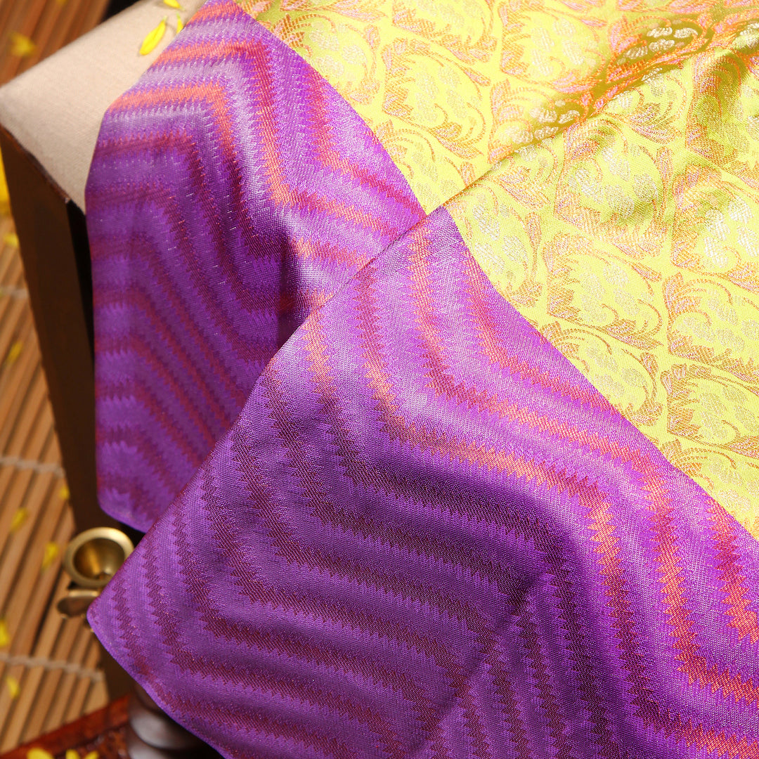 Kuberan green with lavender Kanchivaram Saree