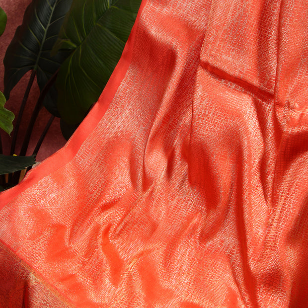 Kuberan orange peach Kanchivaram Saree