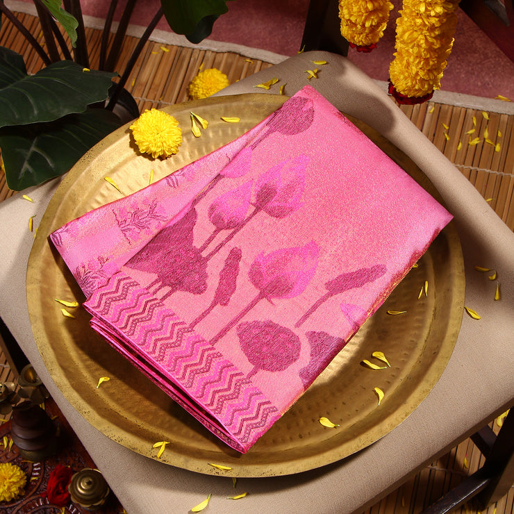 Kuberan lotus pink Kanchivaram Saree