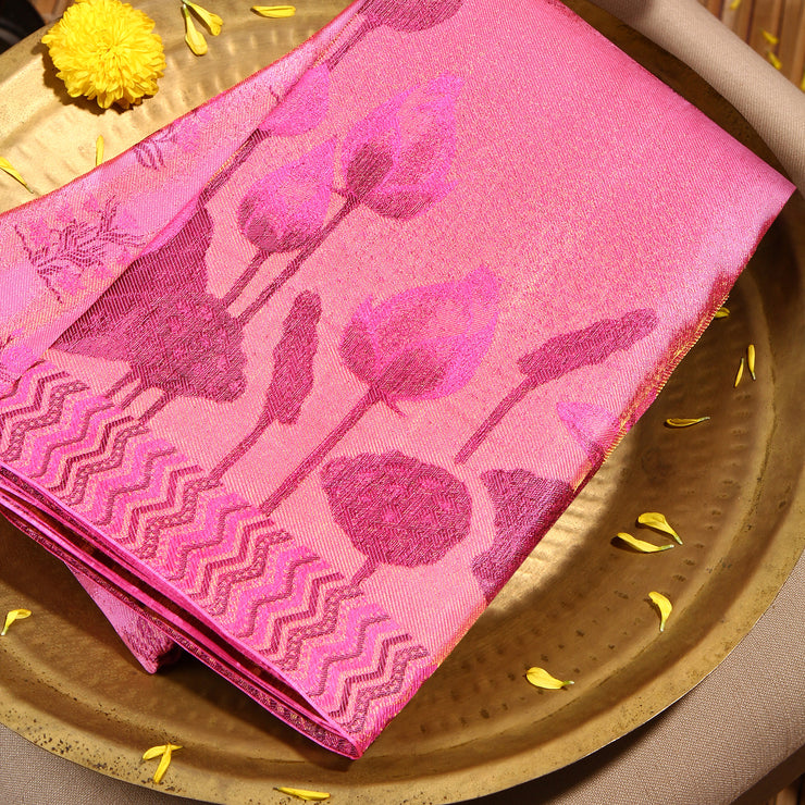 Kuberan lotus pink Kanchivaram Saree