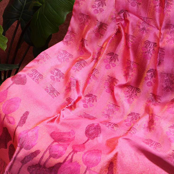 Kuberan lotus pink Kanchivaram Saree