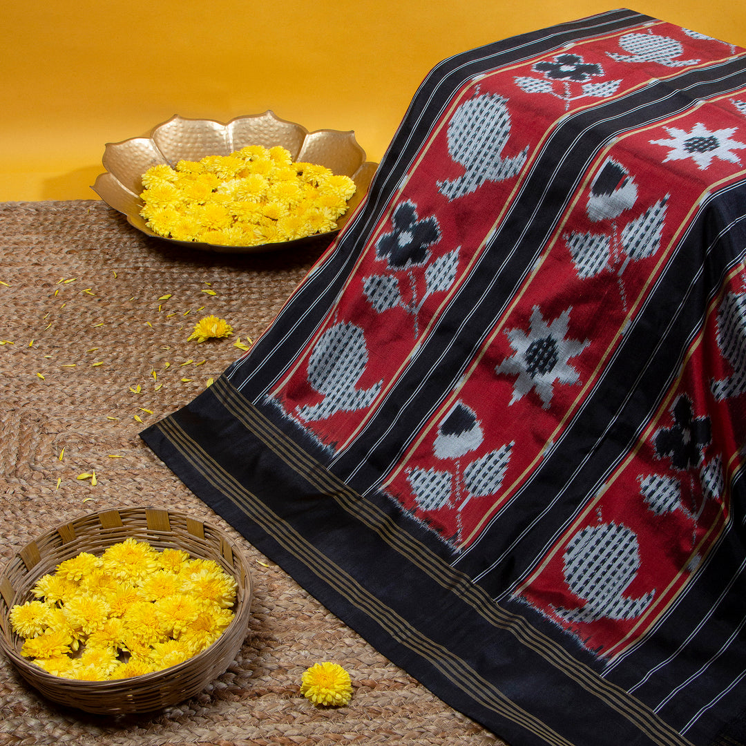 Kuberan Redwine With Woodsmoke Colour Pochampally Silksaree