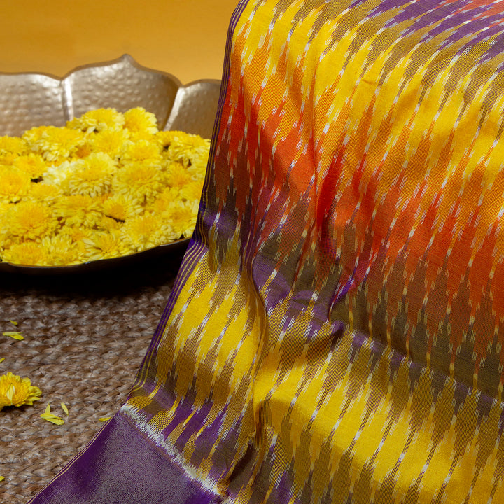 Kuberan Persian Indigo With Multi Colour Pochampally Silk Saree