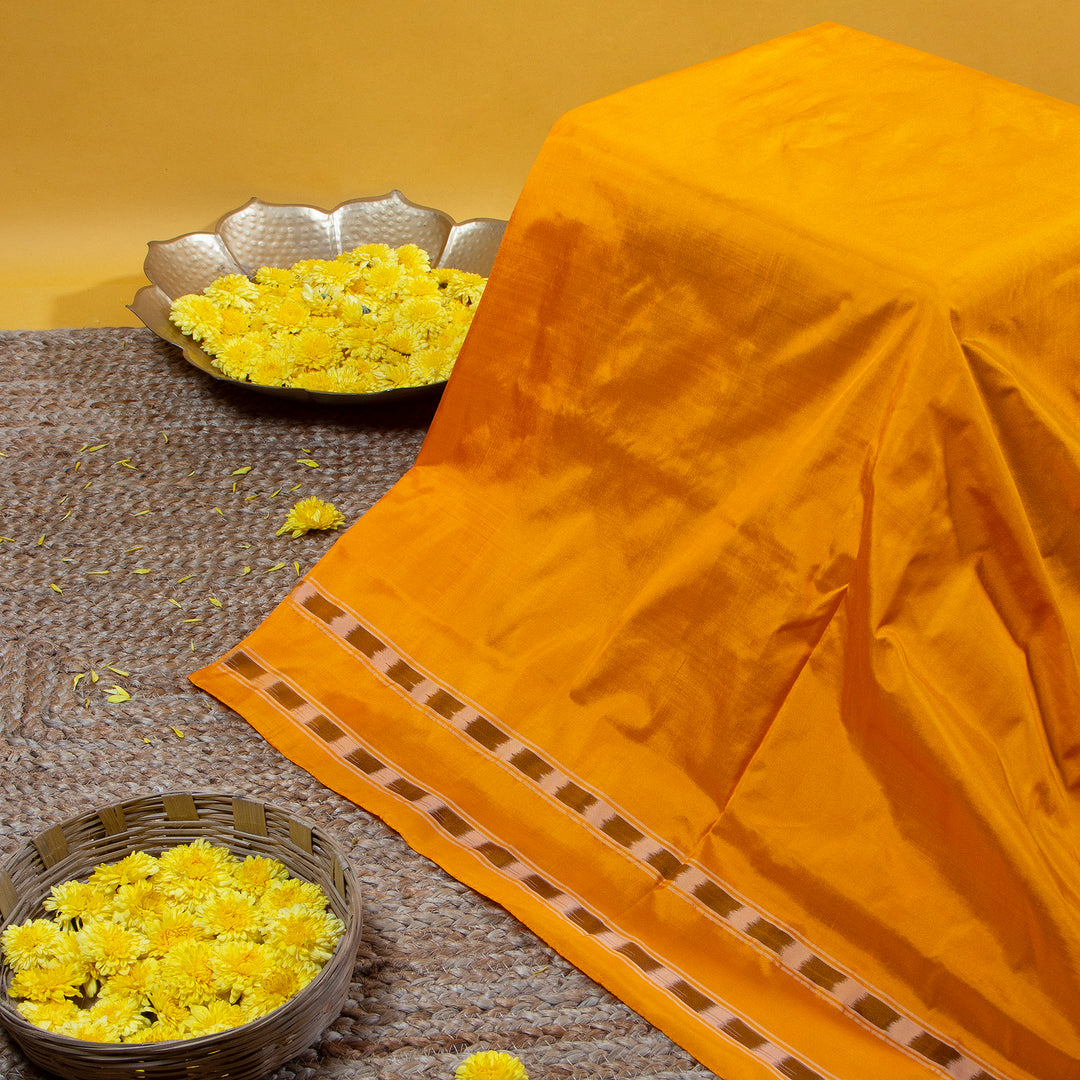 Kuberan Star Dust With Blaze Orange Colour Pochampally Silksaree