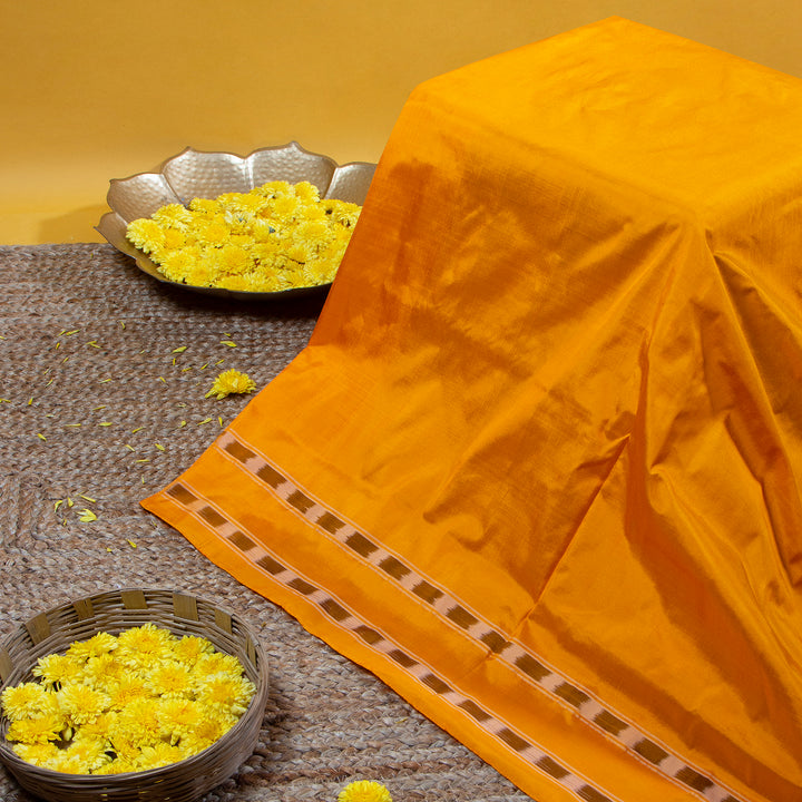 Kuberan Star Dust With Blaze Orange Colour Pochampally Silksaree