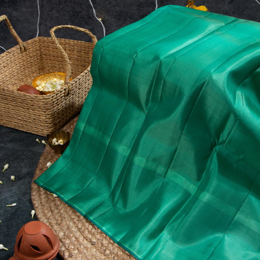 Kuberan Dark Pastel Red  And Pine Green Kanchivaram Saree