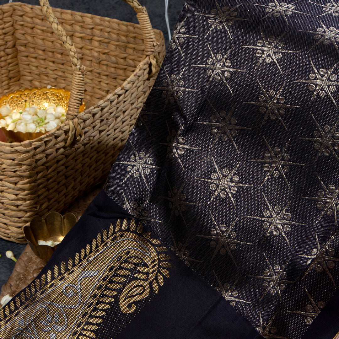 Kuberan Navy Blue With Dusty Pink Kanchivaram Saree