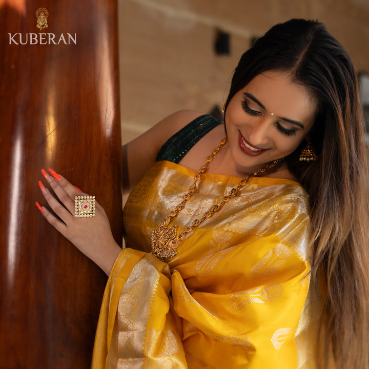 Kuberan Golden Yellow  Kanchivaram Saree